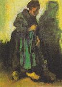 Vincent Van Gogh Peasant woman , sweeping the floor oil painting reproduction